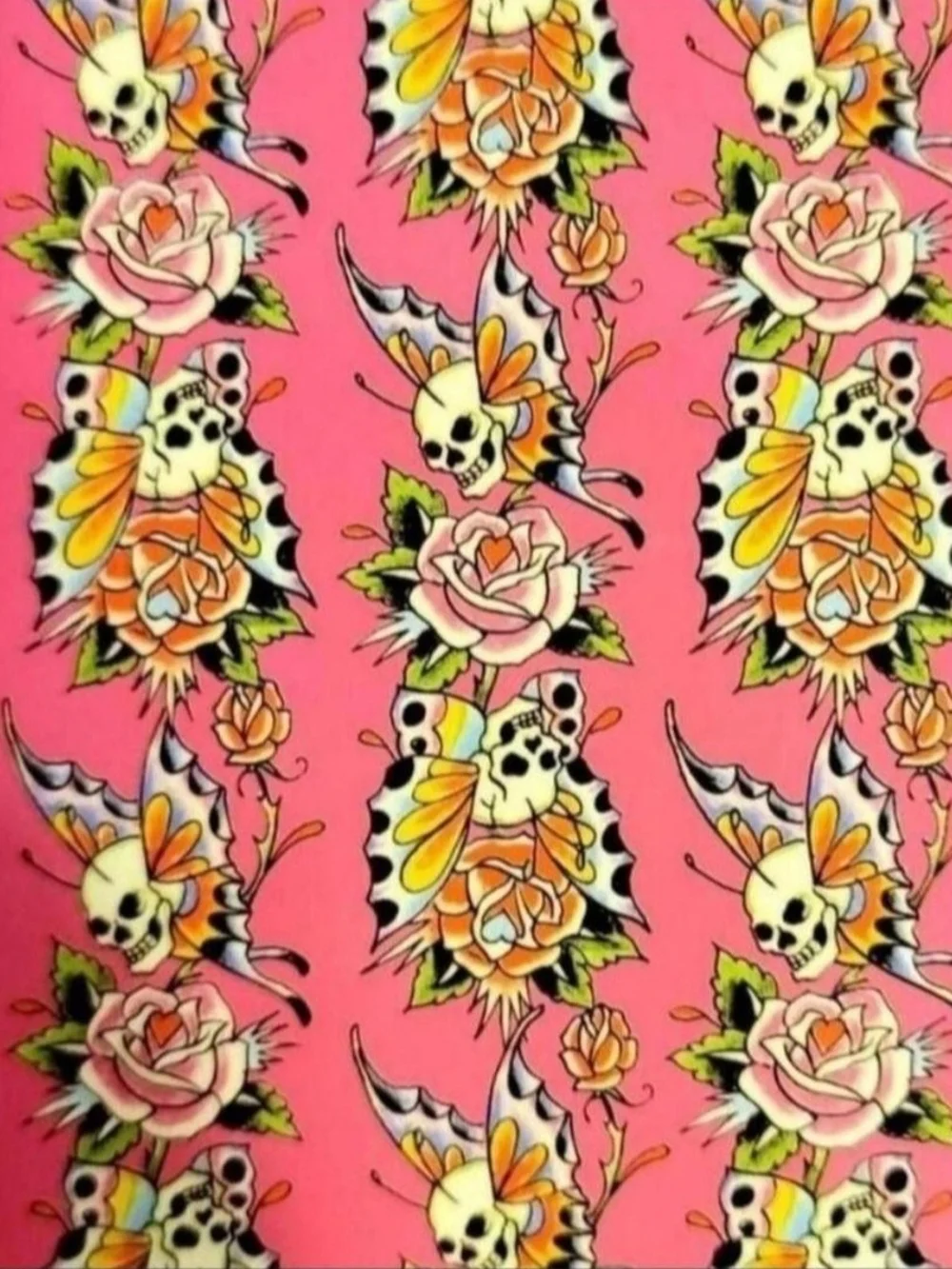 Ed Hardy Hot Pink Skull & Rose Tattoo Beach Towel